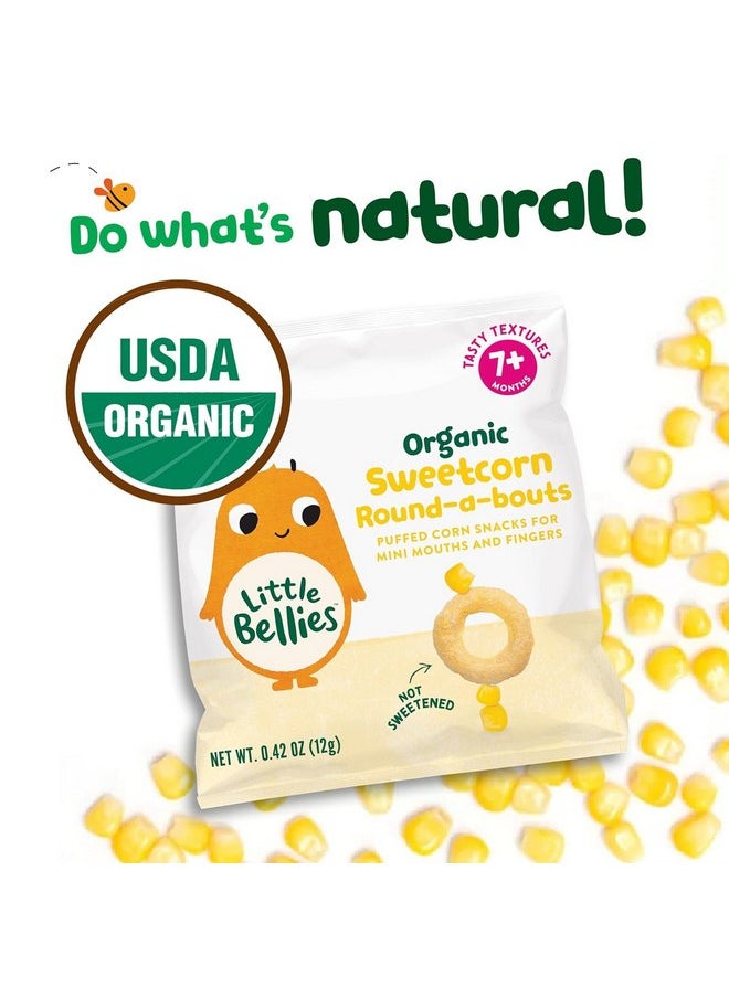 Little Bellies Organic Sweetcorn Round-a-Bouts Baby Snack (Pack of 18 x 0.42 oz Individual Packs)