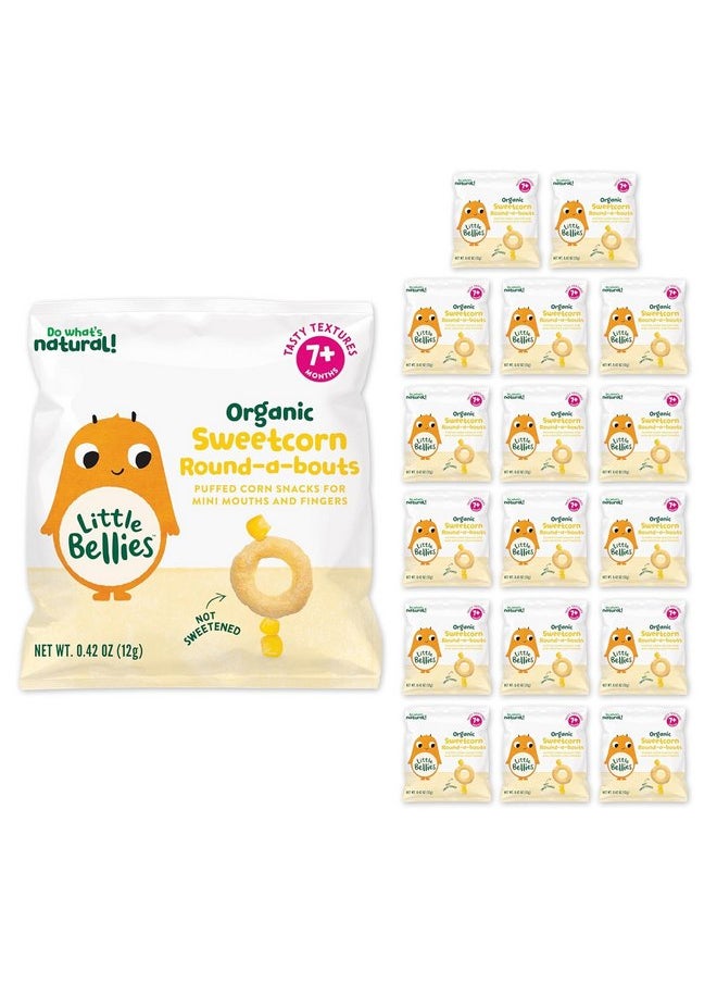 Little Bellies Organic Sweetcorn Round-a-Bouts Baby Snack (Pack of 18 x 0.42 oz Individual Packs)