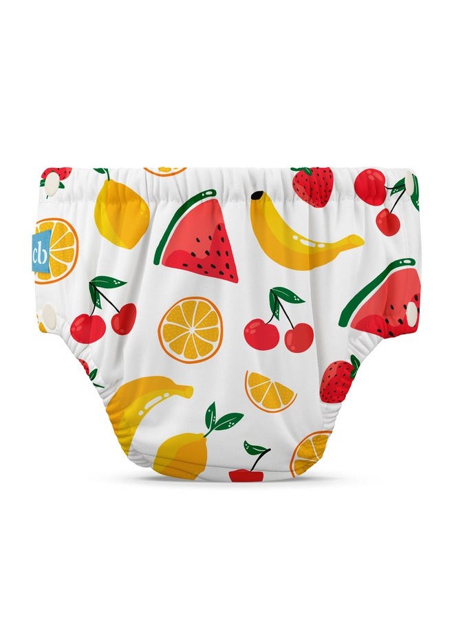 Charlie Banana Reusable Swim Diaper, Washable, with Easy On and Off Snaps for Baby Girls Boys, Soft and Snug Waterproof Fit to Prevent Leaks - Banana Fiesta, Size L (22-34 lbs)