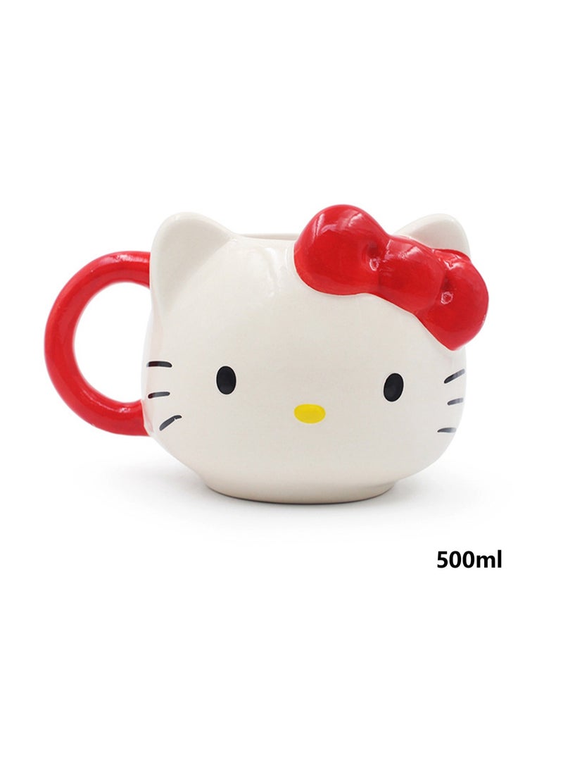 Creative Kt Cat Mug (500ml) Cartoon Bow Milk Cup Ceramic 3d Water Cup Suitable For Giving To Friends As A Water Cup Gift