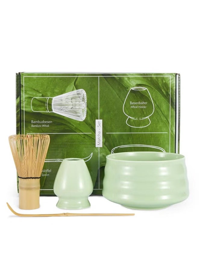 Matcha Set - Matcha Whisk (Chasen)  Traditional Scoop (Chashaku)  Whisk Holder  Matcha Bowl - The Perfect Bamboo Matcha Kit to Prepare a Traditional Cup of Japanese Matcha Tea (Green)