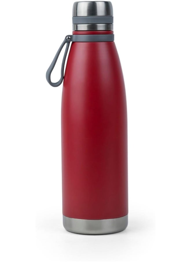 Elsa 1103Ml Stainless Steel Vacuum Bottle - Double Wall Insulation For Hot And Cold Beverages - Comfortable To Hold - Easy To Carry - Indoor And Outdoor Use - Red