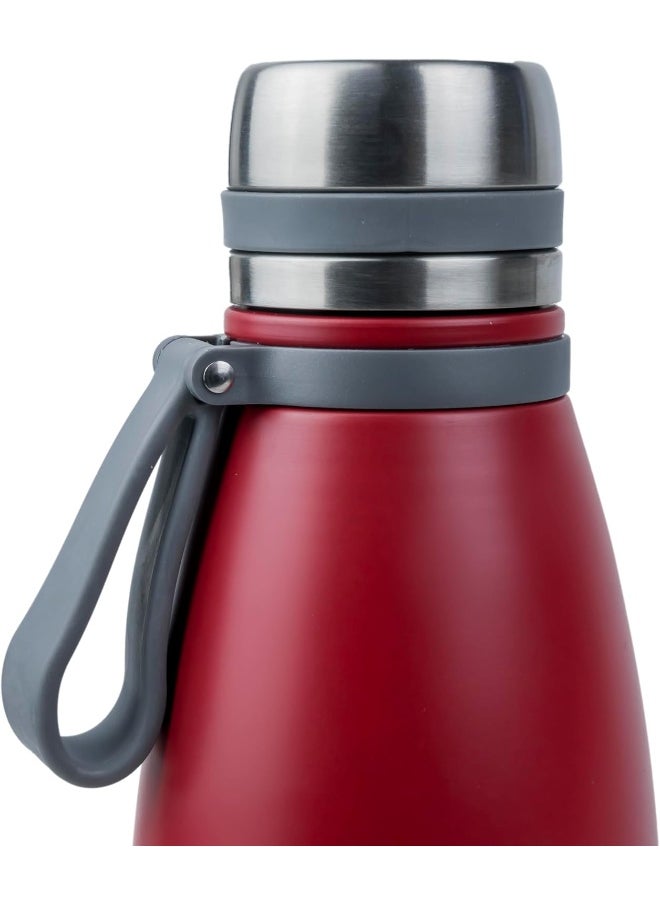 Elsa 1103Ml Stainless Steel Vacuum Bottle - Double Wall Insulation For Hot And Cold Beverages - Comfortable To Hold - Easy To Carry - Indoor And Outdoor Use - Red