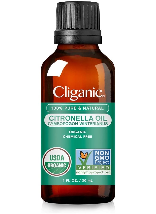 Cliganic Organic Citronella Essential Oil - 100% Pure Natural for Aromatherapy Diffuser | Non-GMO Verified