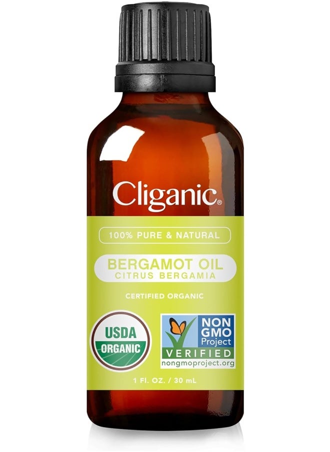 Cliganic Organic Bergamot Essential Oil, 100% Pure Natural for Aromatherapy | Non-GMO Verified
