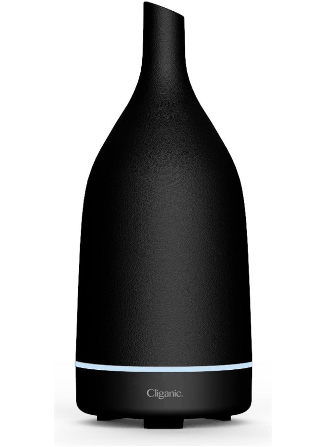 Cliganic Ceramic Aromatherapy Diffuser for Essential Oils (Black) - 7 Color Lights, Cool Mist, Auto Shut Off for Home & Office