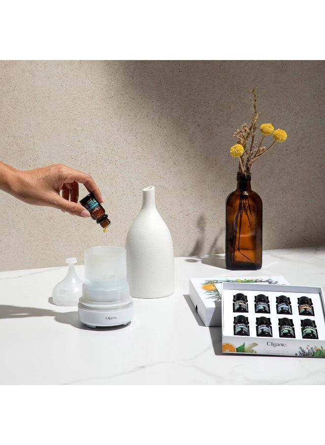 Cliganic Ceramic Aromatherapy Diffuser for Essential Oils (White) - 7 Color Lights, Cool Mist, Auto Shut Off for Home & Office