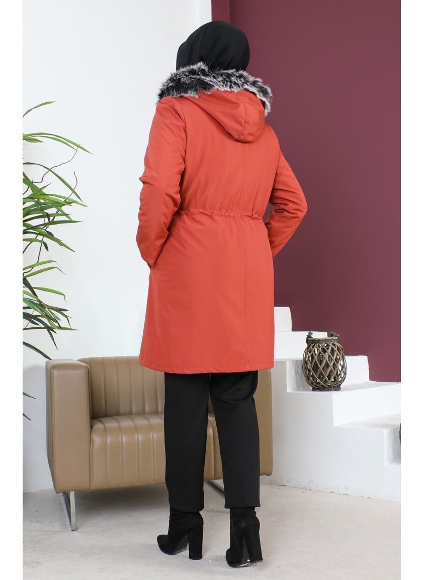 Plus Size Bondit Fabric Short Coat 10455-09 Brick