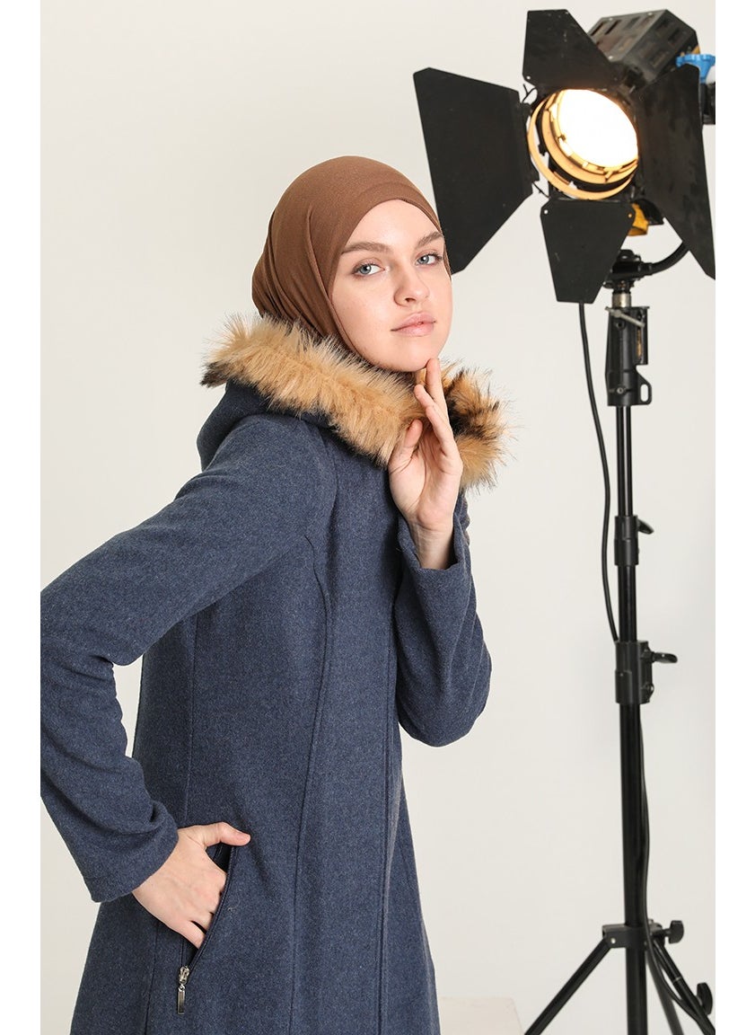 Fur Cashmere Coat 612980-05 Indigo