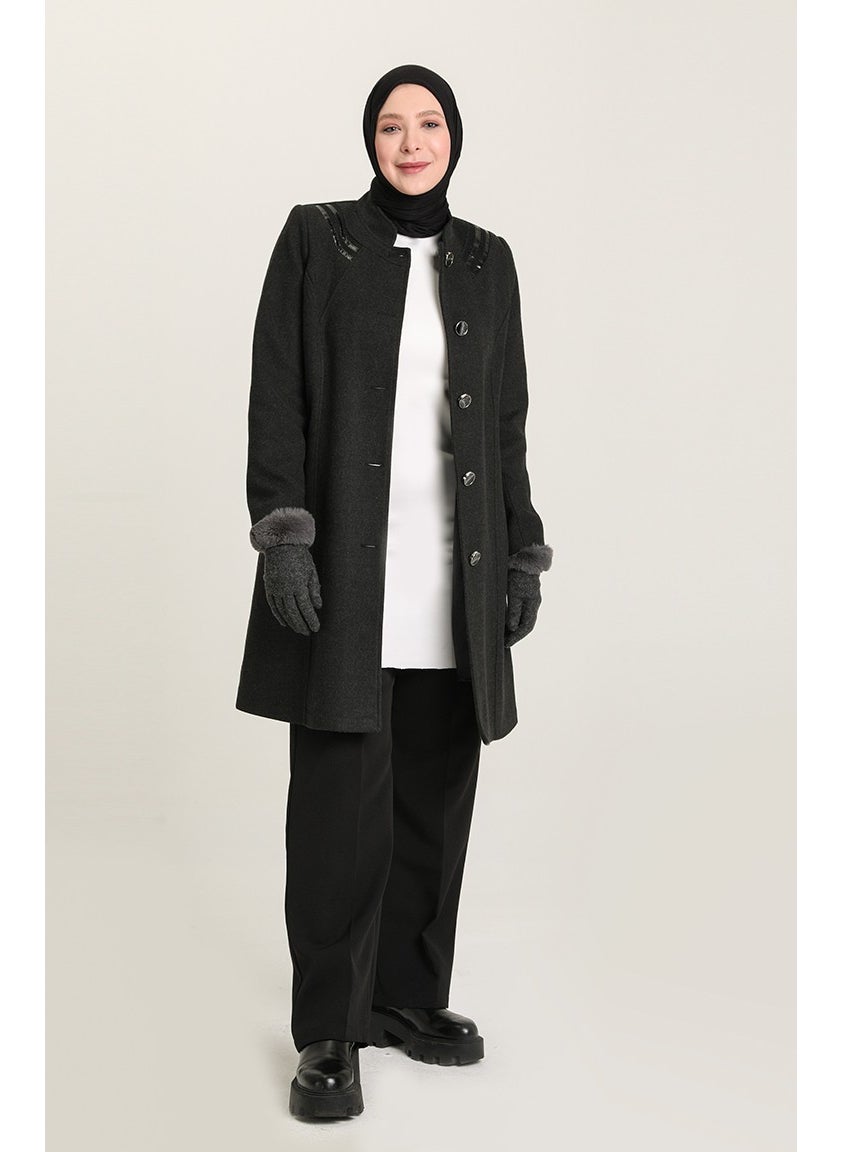 Plus Size Cashmere Coat 0416-04 Smoke