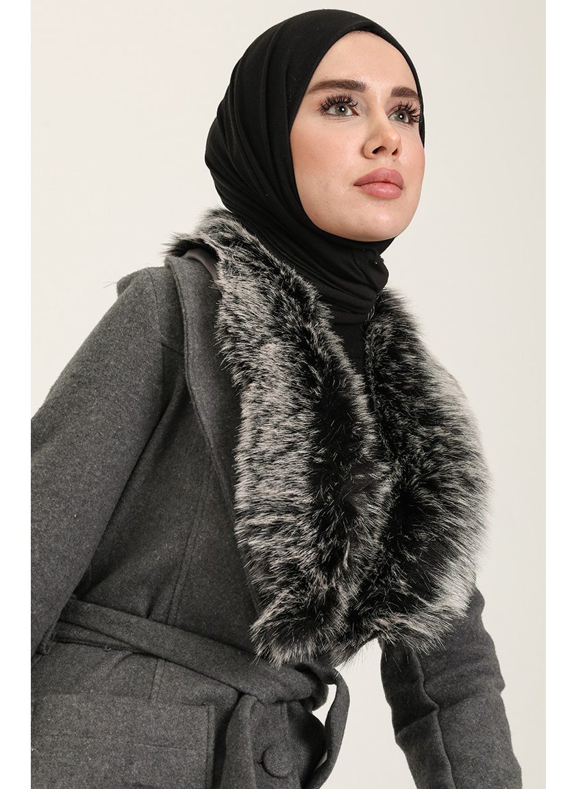 Fur Cashmere Coat 71178-02 Gray