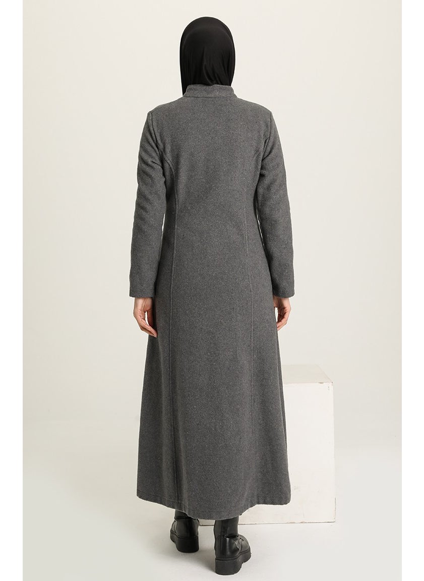Zippered Cashmere Coat 612940-02 Gray