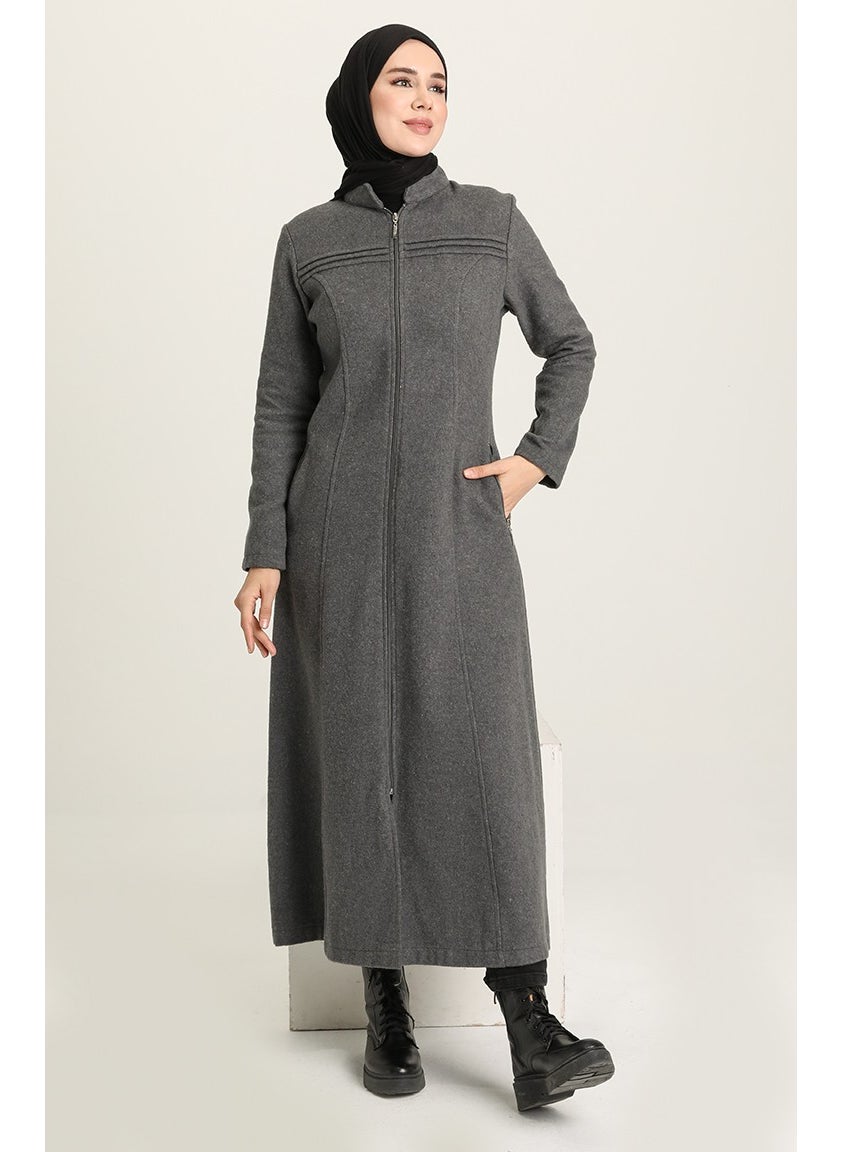 Zippered Cashmere Coat 612940-02 Gray