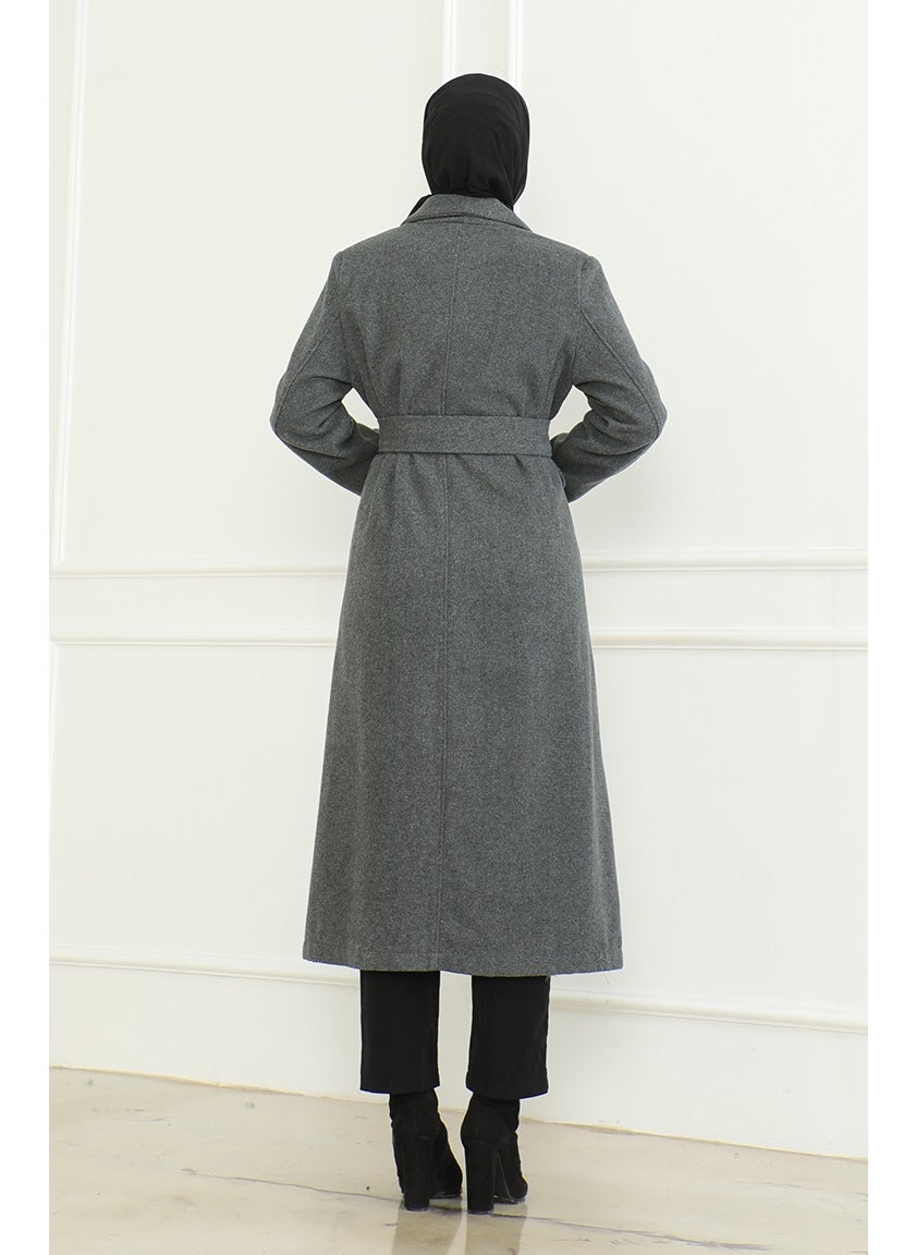 Buttoned Cashmere Coat 71208-02 Gray