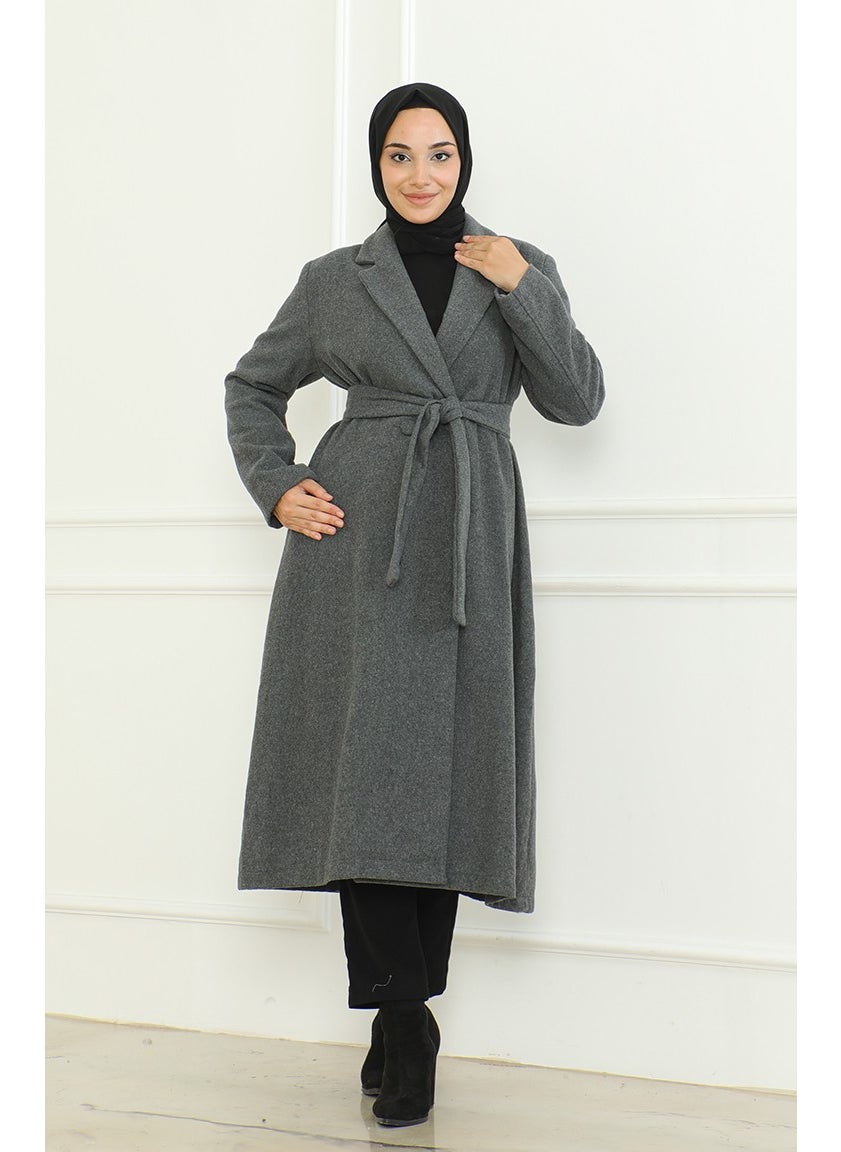 Buttoned Cashmere Coat 71208-02 Gray