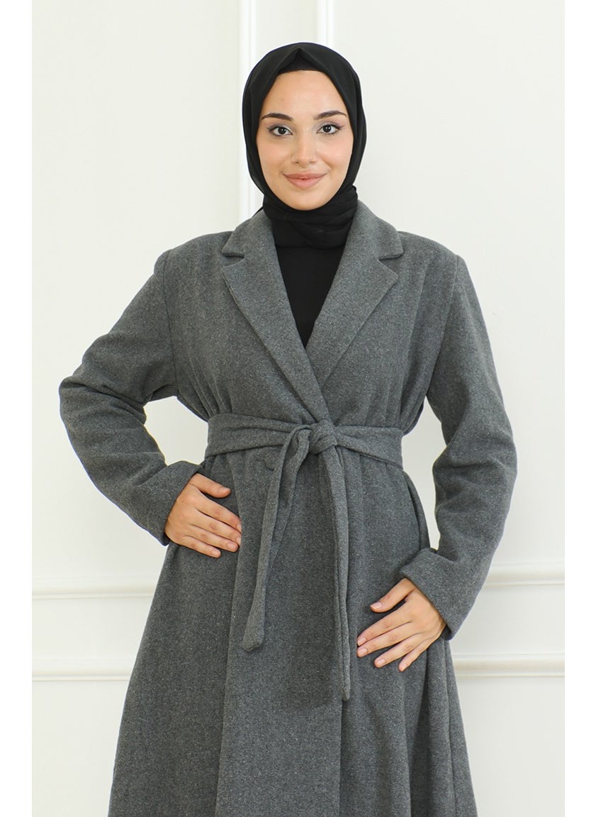 Buttoned Cashmere Coat 71208-02 Gray