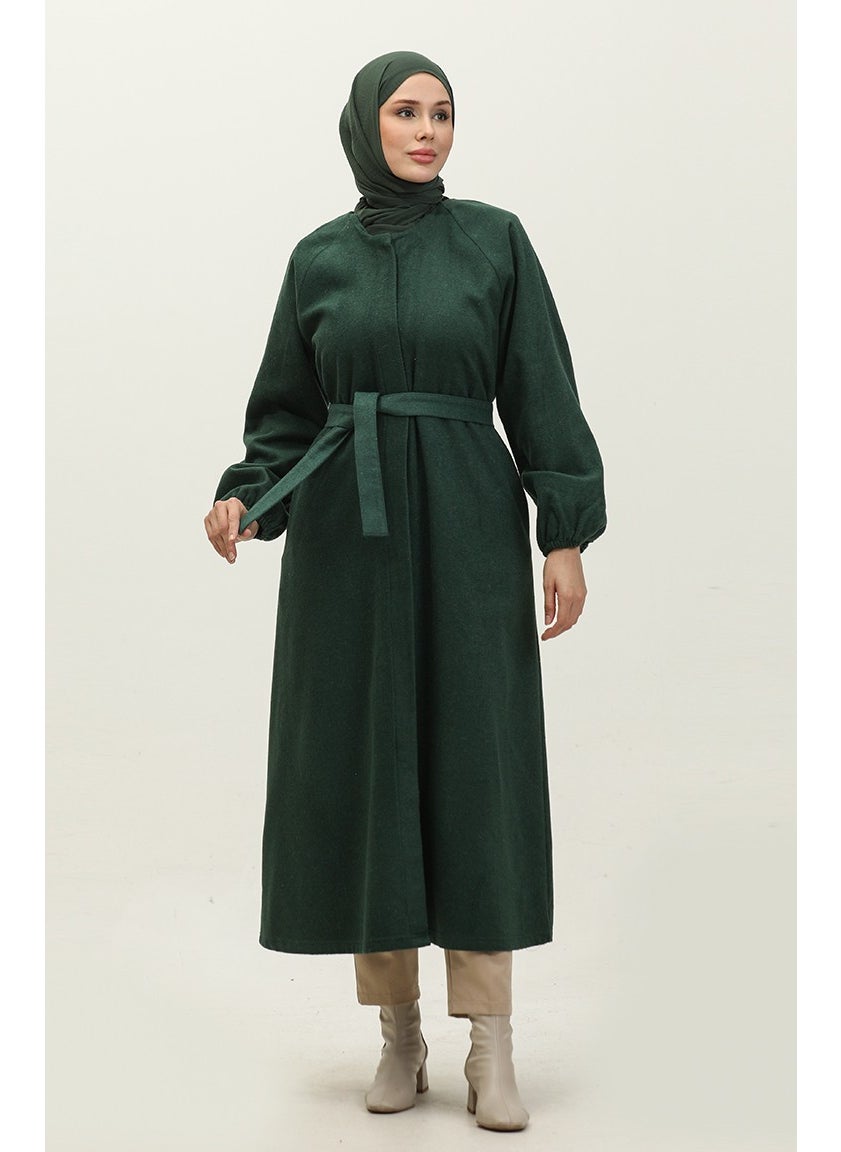 Hidden Buttoned Cashmere Coat 3200-03 Emerald Green