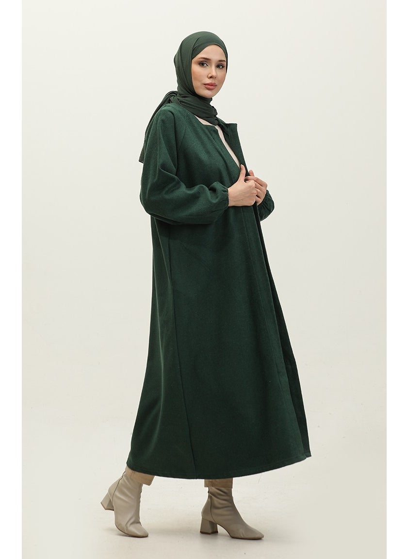 Hidden Buttoned Cashmere Coat 3200-03 Emerald Green