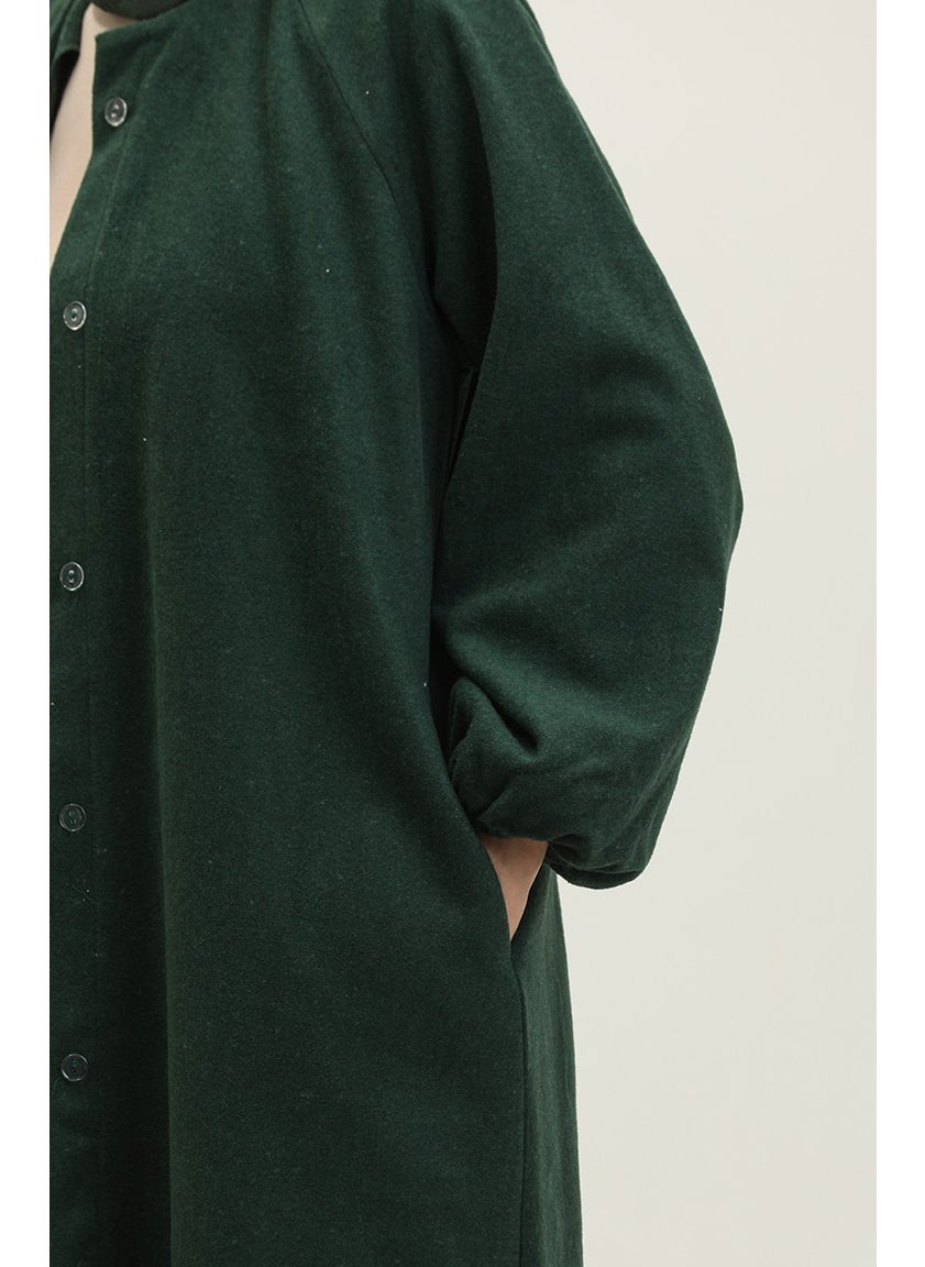 Hidden Buttoned Cashmere Coat 3200-03 Emerald Green