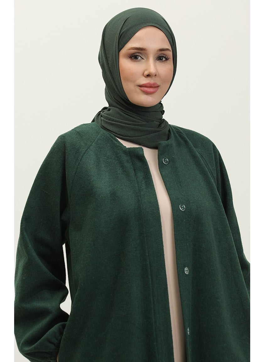 Hidden Buttoned Cashmere Coat 3200-03 Emerald Green