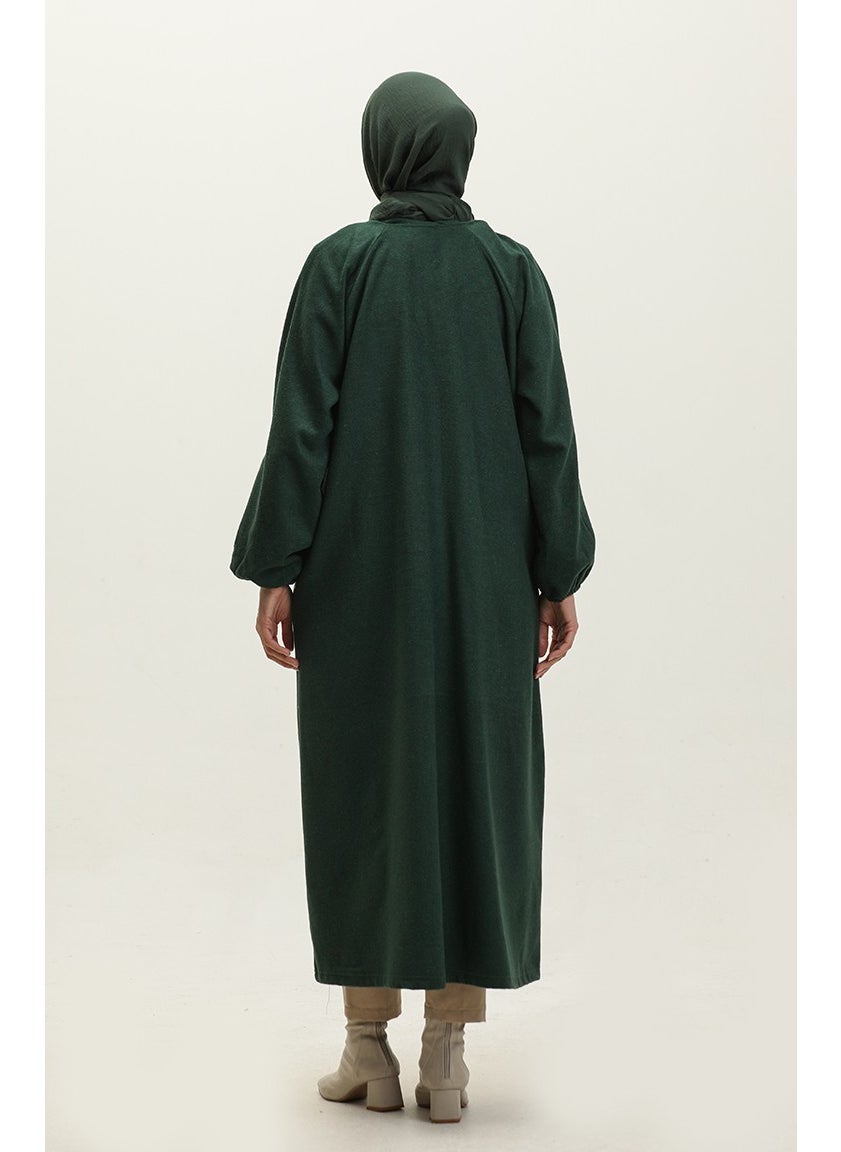 Hidden Buttoned Cashmere Coat 3200-03 Emerald Green