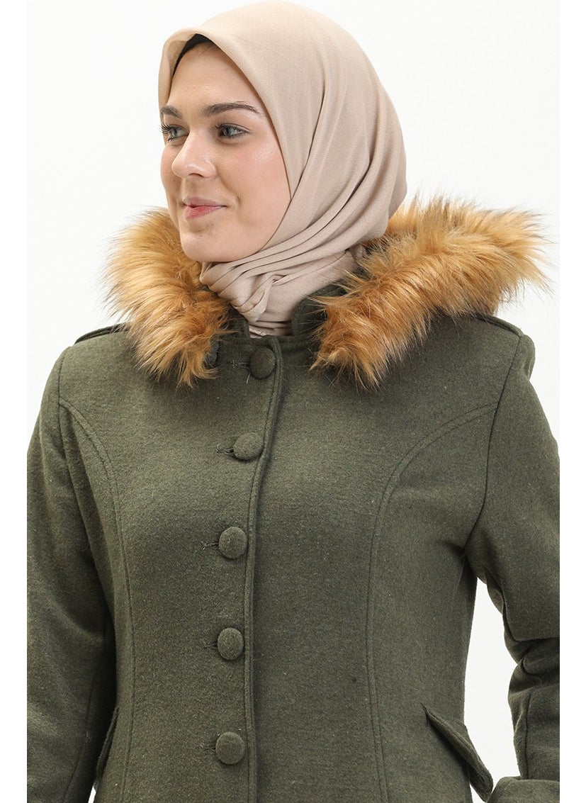 Hooded Cashmere Coat 712010-04 Khaki Green