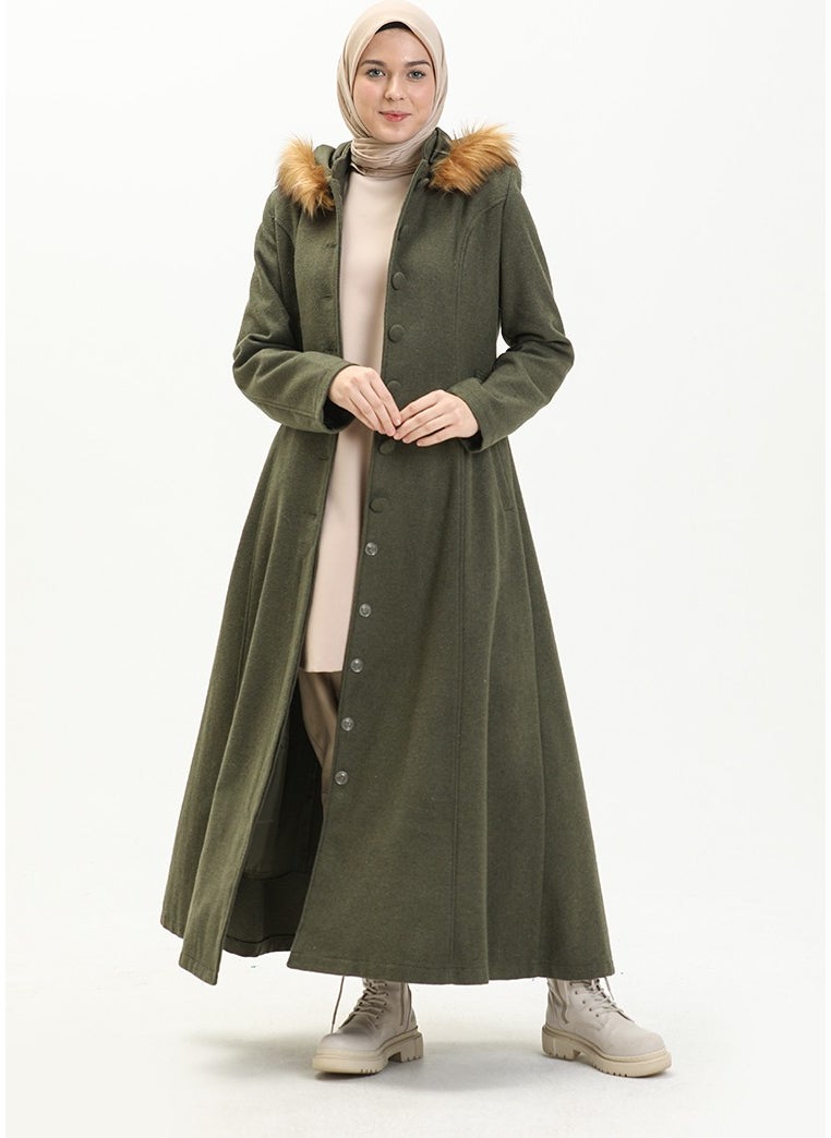 Hooded Cashmere Coat 712010-04 Khaki Green