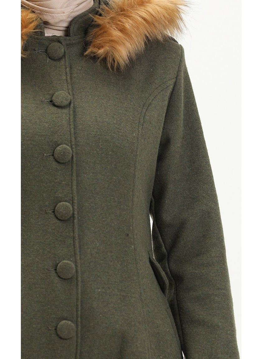 Hooded Cashmere Coat 712010-04 Khaki Green