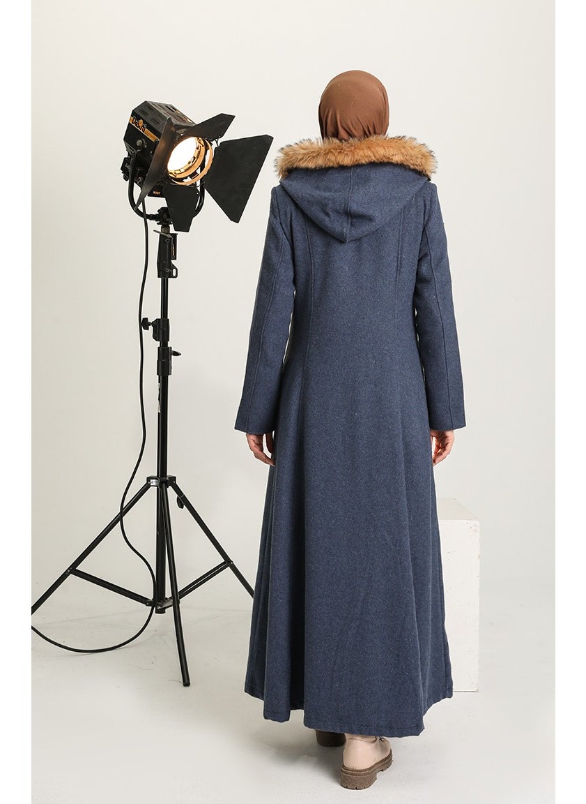 Hooded Cashmere Coat 711930-04 Indigo