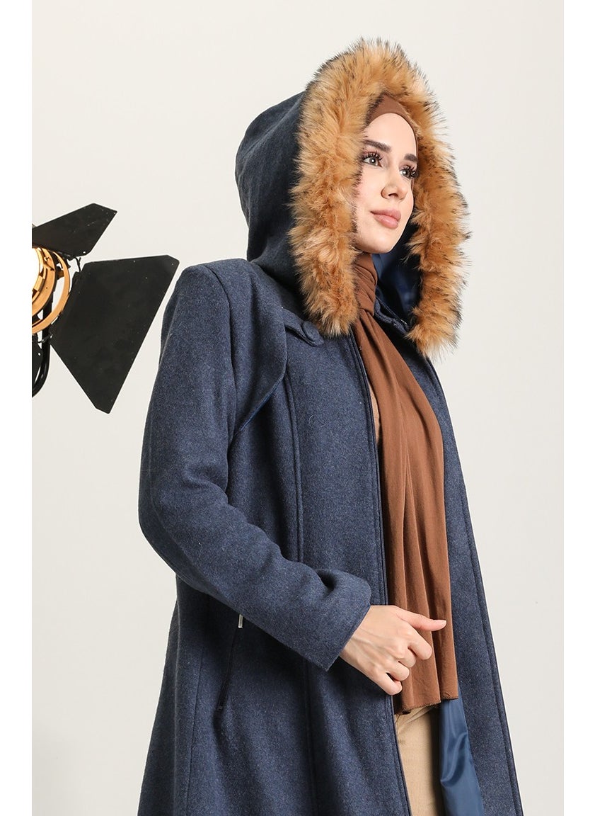 Hooded Cashmere Coat 711930-04 Indigo