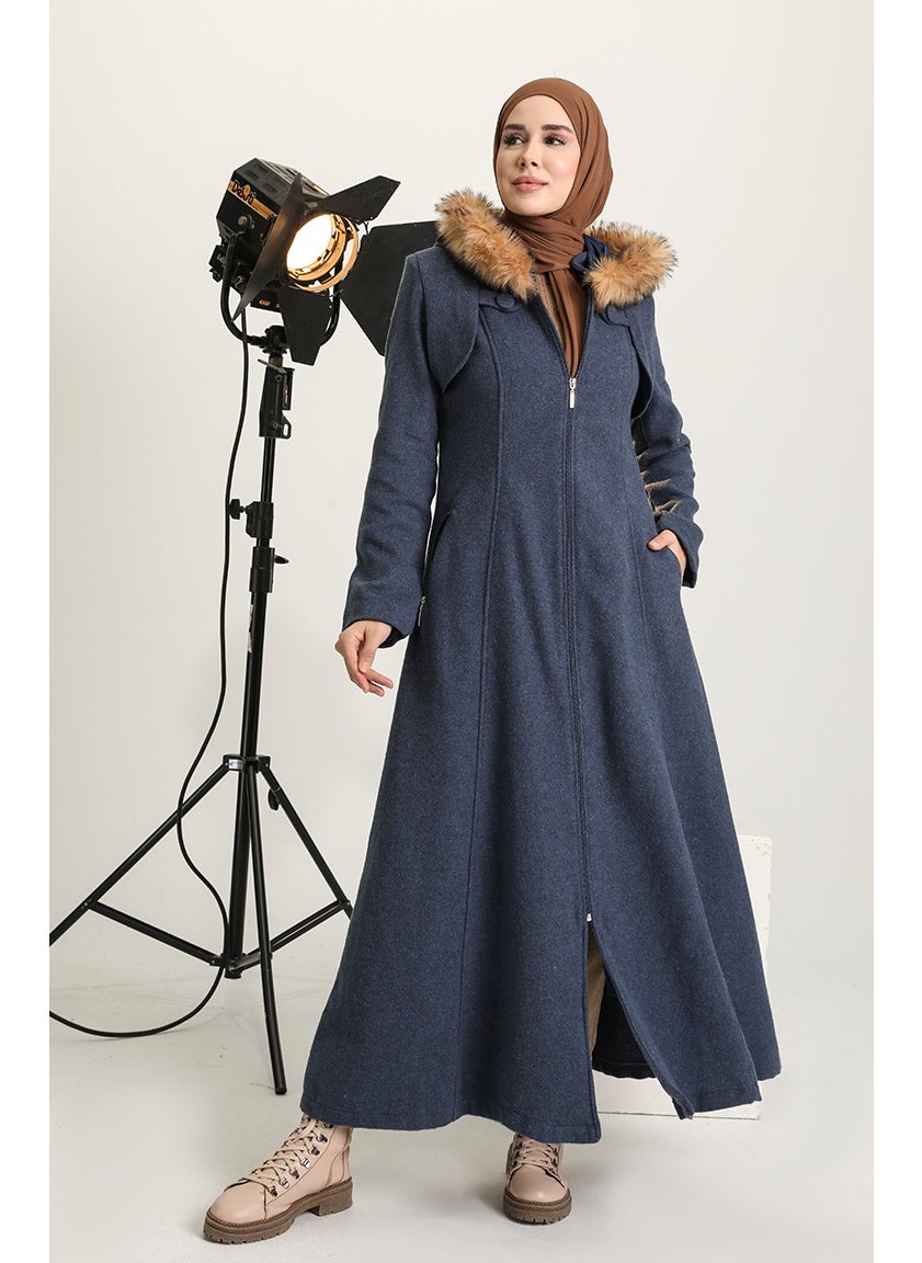 Hooded Cashmere Coat 711930-04 Indigo