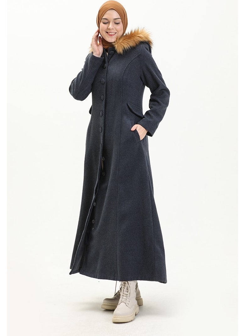 Hooded Cashmere Coat 712010-03 Indigo