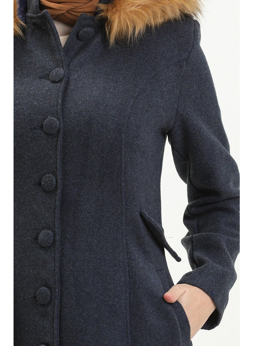 Hooded Cashmere Coat 712010-03 Indigo