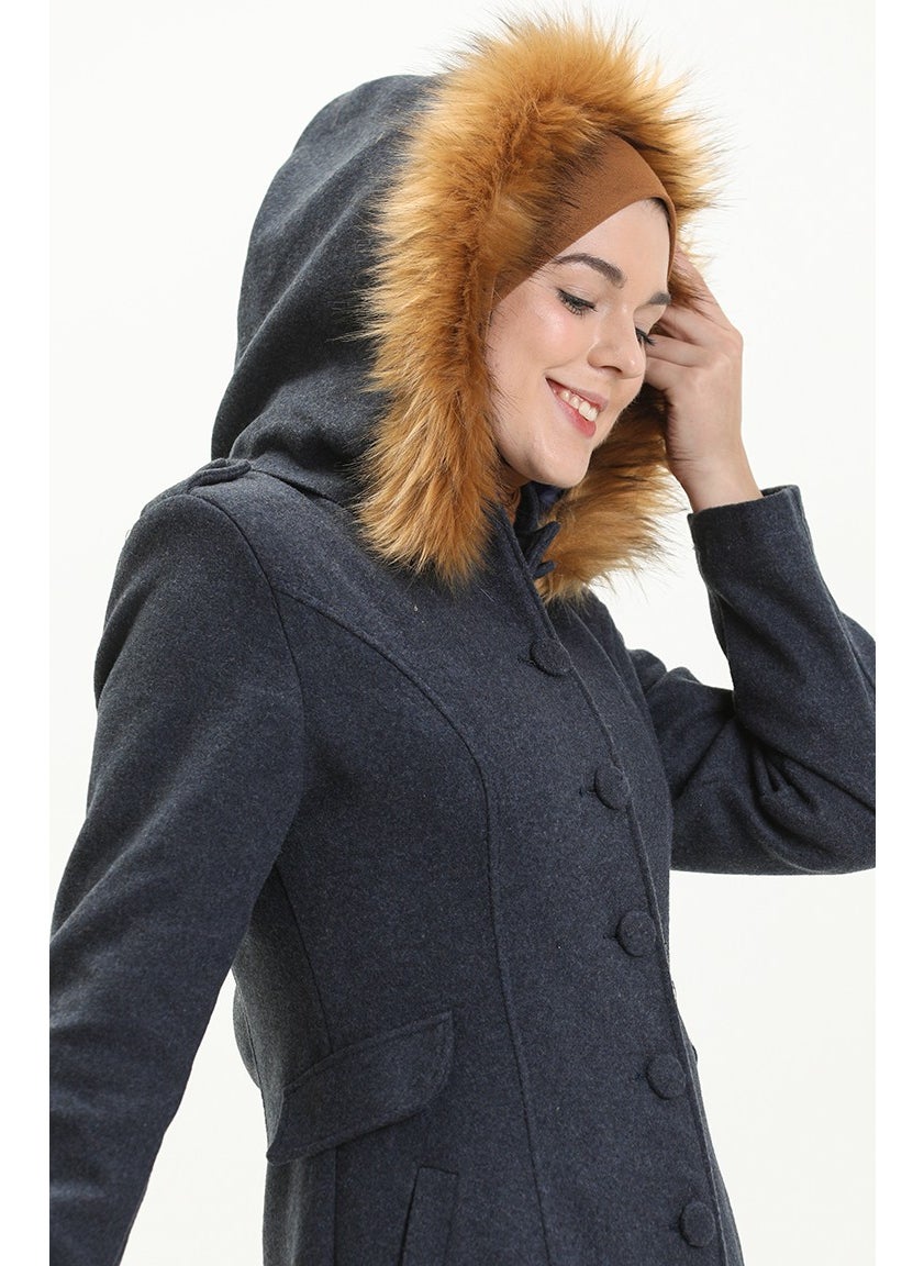 Hooded Cashmere Coat 712010-03 Indigo