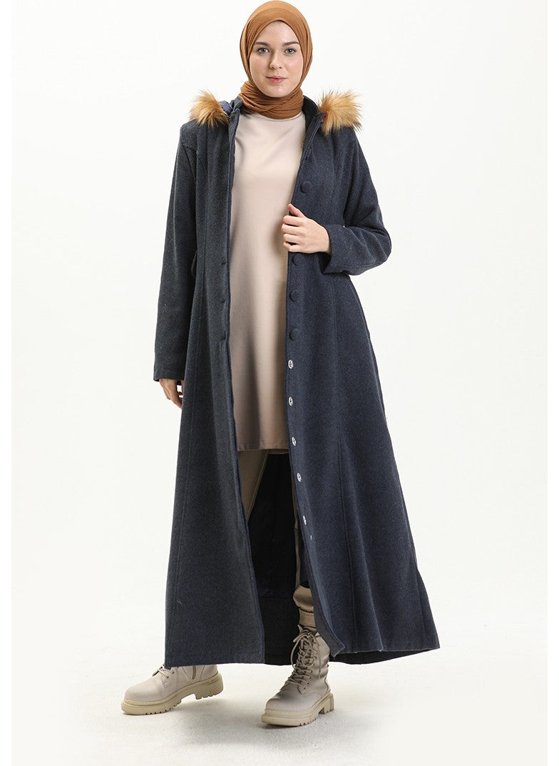 Hooded Cashmere Coat 712010-03 Indigo