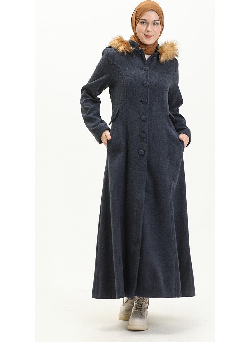 Hooded Cashmere Coat 712010-03 Indigo