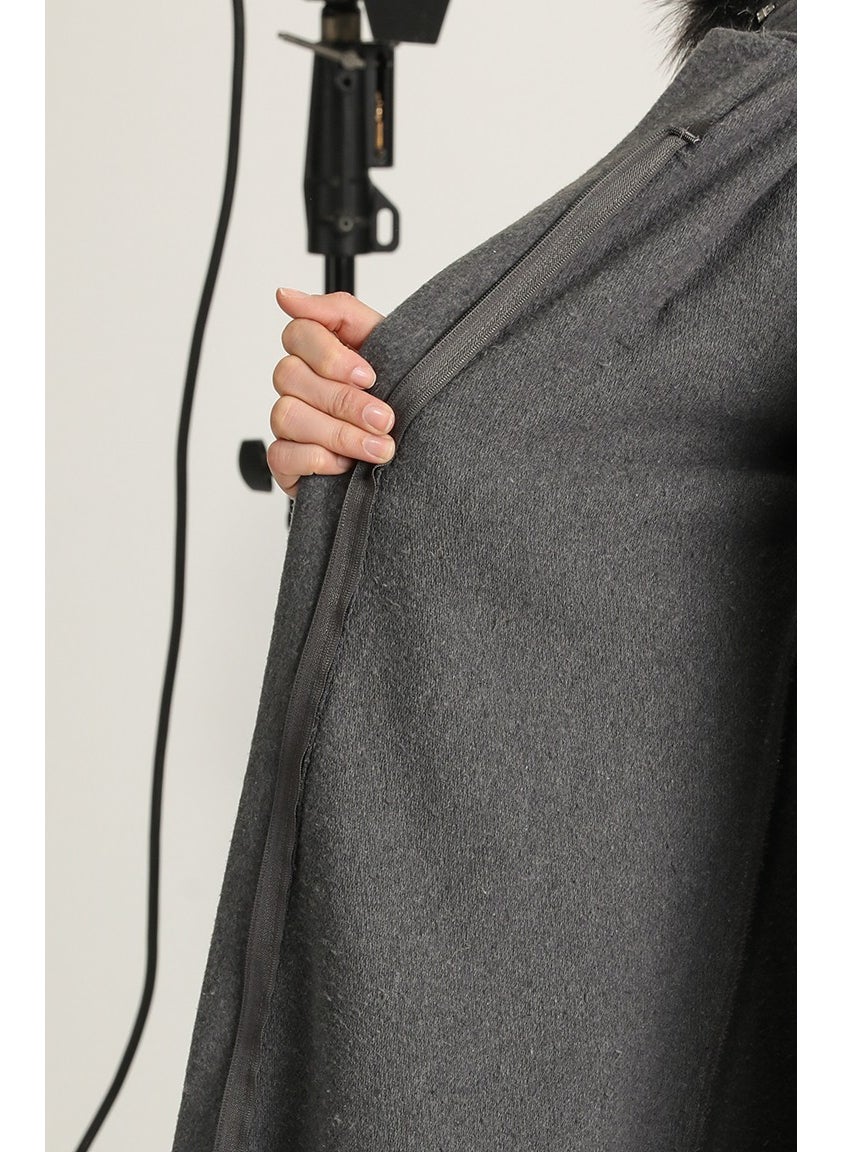 Brooch Cashmere Coat 611571-02 Gray