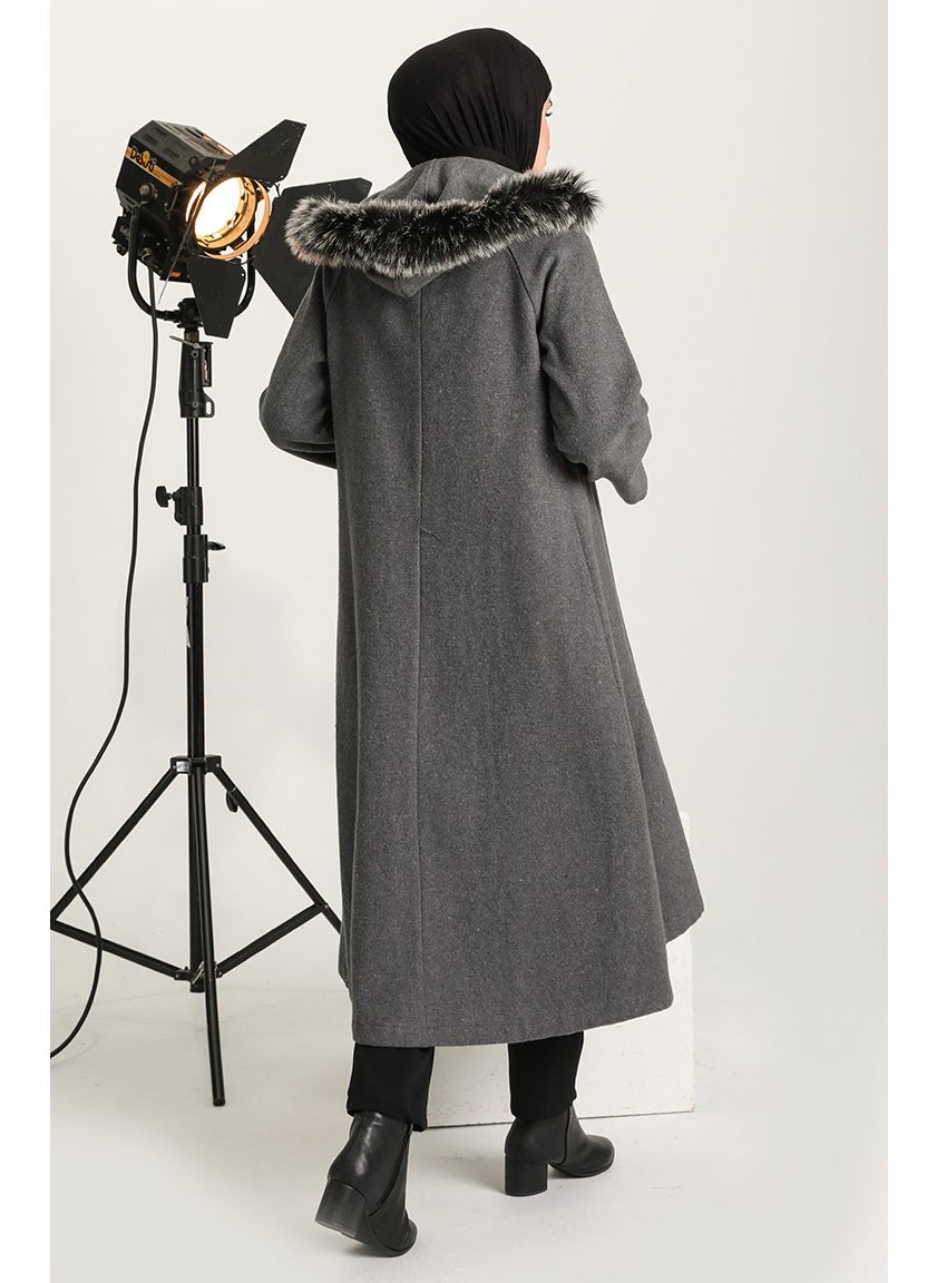 Brooch Cashmere Coat 611571-02 Gray