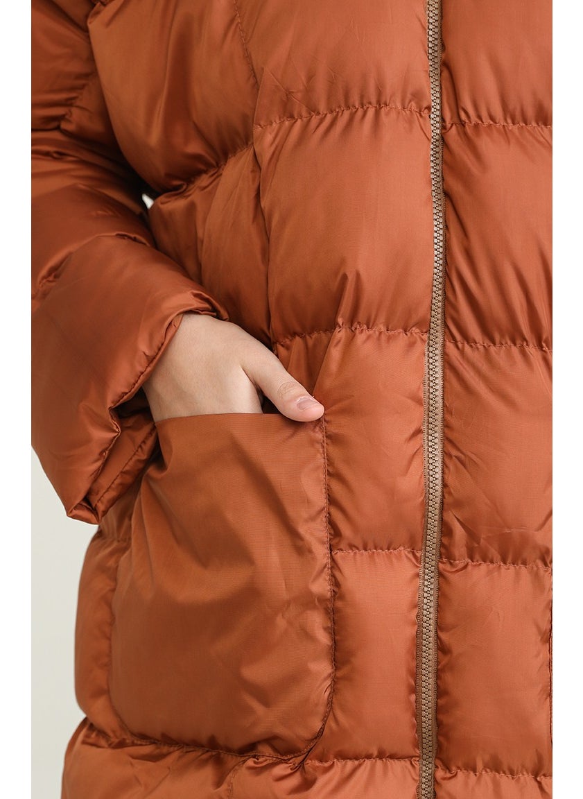 Quilted Zippered Puffer Jacket 7001-08 Copper
