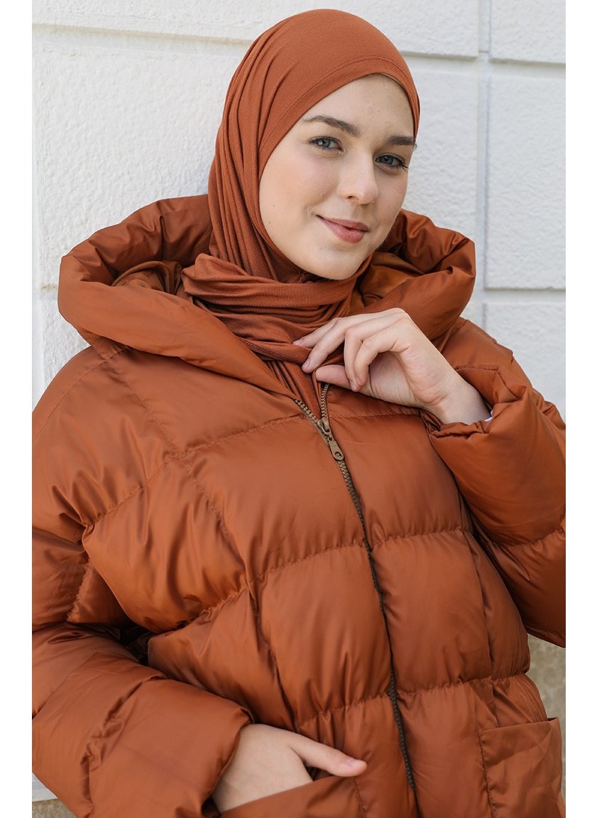 Quilted Zippered Puffer Jacket 7001-08 Copper