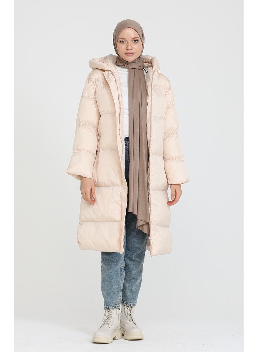 Hooded Puffer Jacket 7031-01 Cream