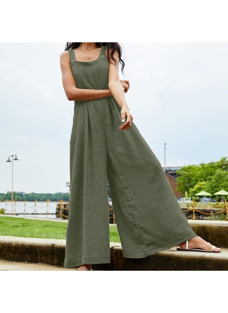 Linen Summer Daily Casual Women's Jumpsuit LN238HAKI3