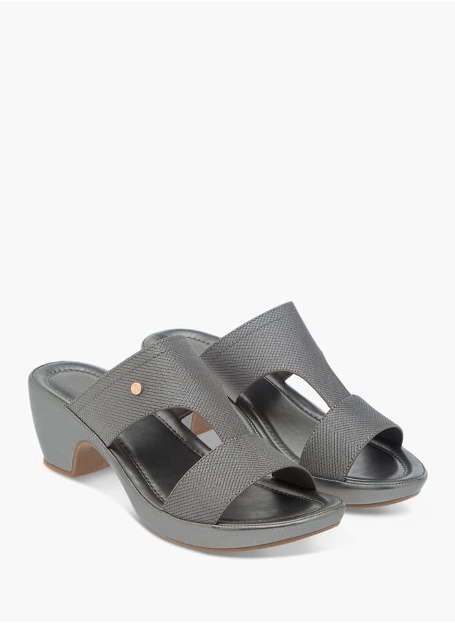 Womens Textured Slip-On Sandals With Block Heels