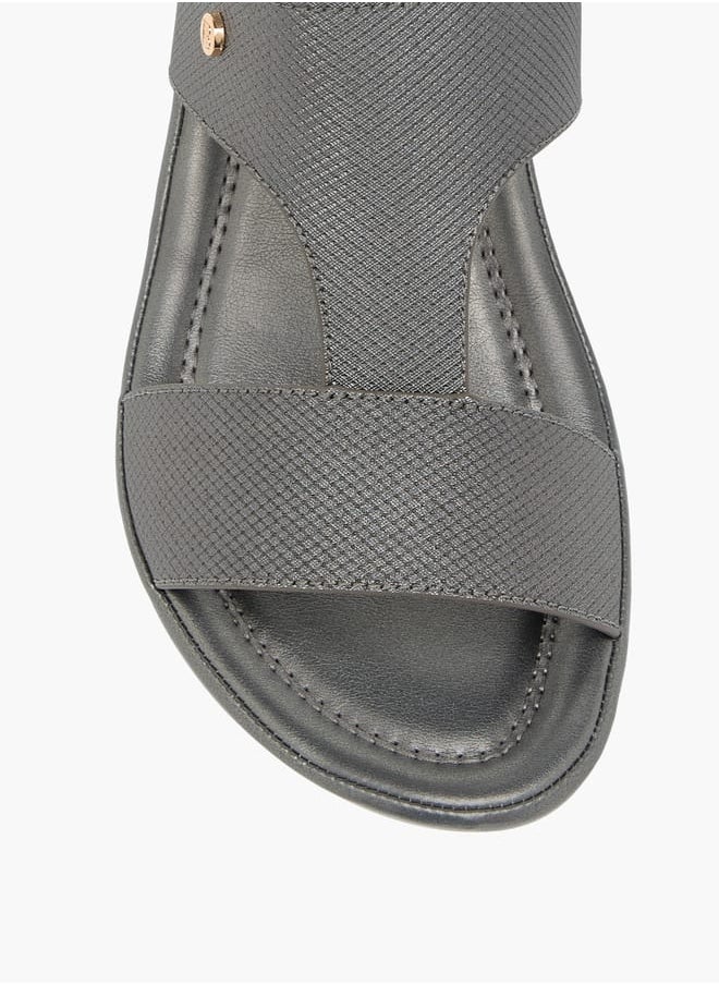 Womens Textured Slip-On Sandals With Block Heels