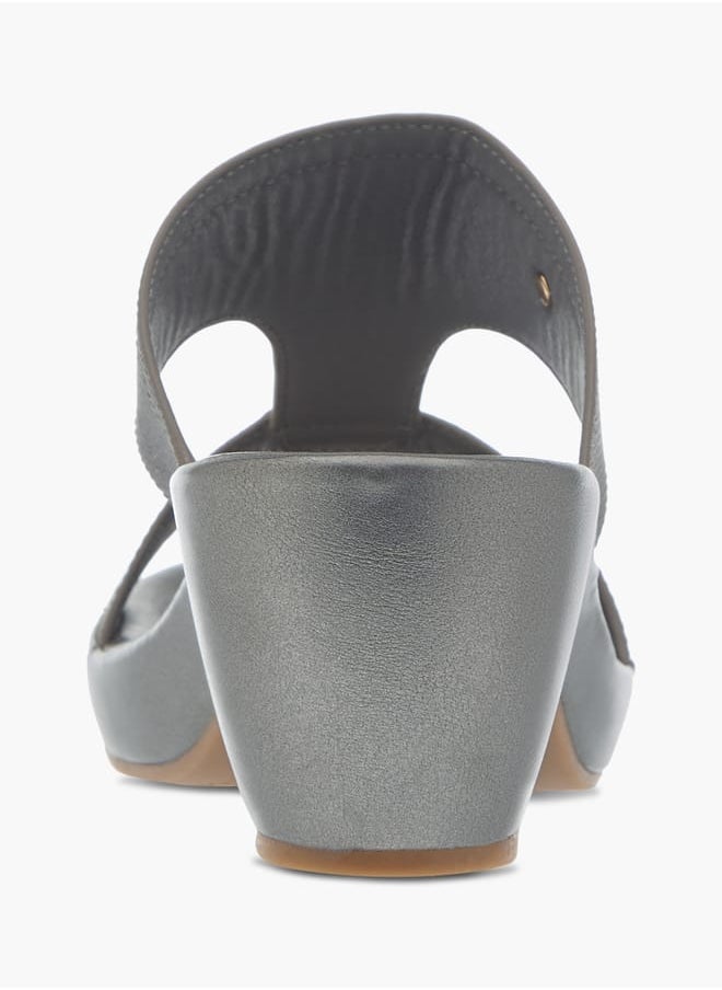 Womens Textured Slip-On Sandals With Block Heels