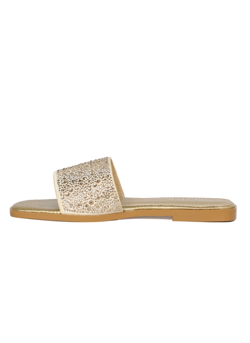 Ladies Flat Sandal Gold