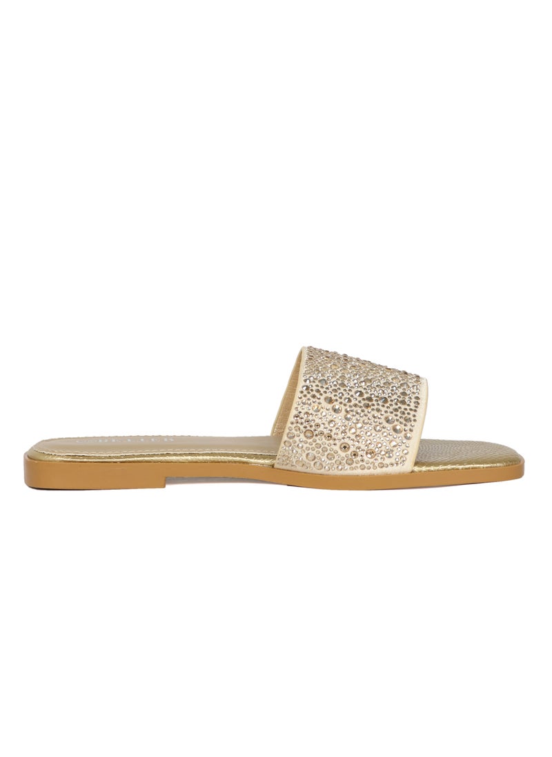 Ladies Flat Sandal Gold