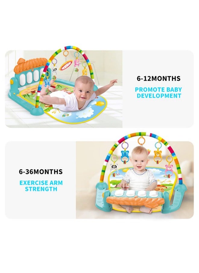 Deluxe Baby Gym Play Mat with Music & Lights | Tummy Time Padded Activity Center for Newborns & Toddlers