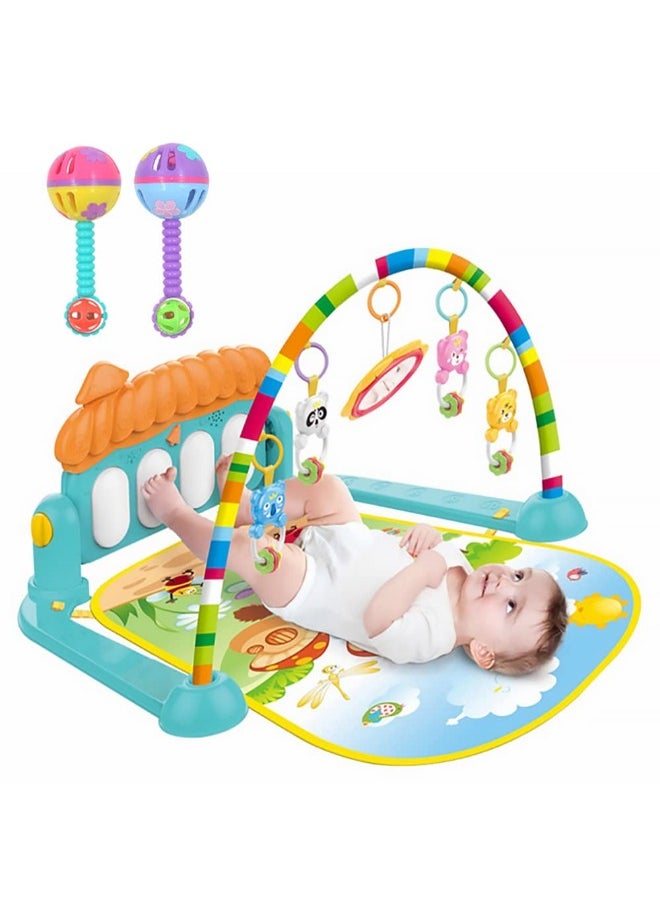 Deluxe Baby Gym Play Mat with Music & Lights | Tummy Time Padded Activity Center for Newborns & Toddlers