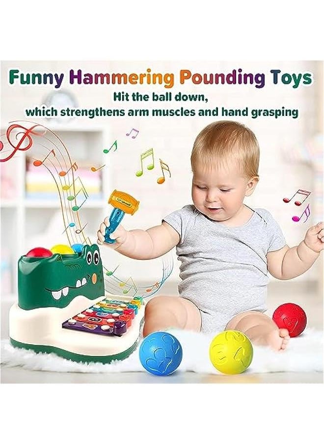 Dinosaur Hammering Pounding Toys for Toddlers, Montessori Baby Musical Learning Toys, Birthday Gifts For 1 2 3 Year Old Baby Boys Girls